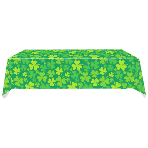 Toalha de mesa de plástico com estampa de trevo, 54 x 108 polegadas