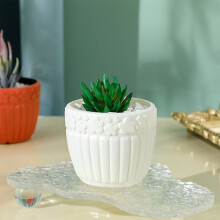Petit vase à fleurs en plastique, vase de Noël en résine pour sapin et compositions florales, orange/blanc – Compatible avec la décoration de