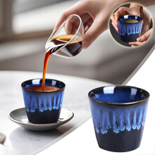 Blue Ceramic Cups Small Ceramic Coffee Mug 3.4oz Tea Cup for Office & Home Easter Holiday Gifts for Parents Family & Friends