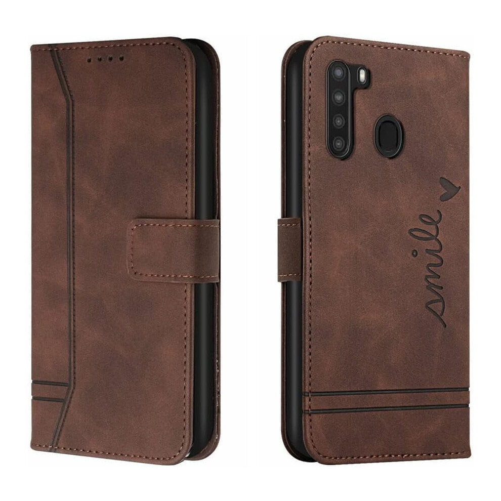 Samsung Galaxy A21 Wallet Case Pu Leather Brown 952399353864