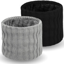 Winter Fleece Warmer Gaiter Cold Weather Cover Knitted Wide Stripes Ski for Boys Girls