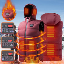 USB Heated Vest for Men and Women, 6-Zone Carbon Fiber Infrared Warming Jacket with 3 Temperature Settings for Outdoor Activities(Red-Xxl)