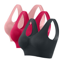 Women's Wireless 3 Pack Bralettes Full Coverage SeamlessComfort Bras Ultra-thin Breathable Pull Up Bra