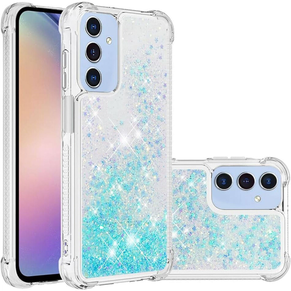 Compatible With Samsung Galaxy A15 5G Liquid Glitter Case Â Shiny Quicksand, Shockproof Soft Tpu, Girly Star Blue 9027700537156