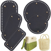 Leather Purse Bottom for Crochet 5 Styles Black Bag Bottoms PU Leather Knitting Crochet Bags Bottom Shaper Cushion Base with Holes DIY