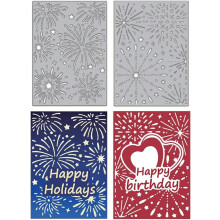 2Pcs Fireworks Background Cutting Dies for Card Making, Compatible with Scrapbooking, Journal & Craft