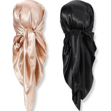 Silk Head Scarf 35 Inch 2 Pcs Large Square