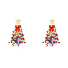 2 Sets 12" Pre-Lit Optical Fiber Christmas Trees with Multicolor LEDs, Snowflakes & Star – Lighted Holiday Decor