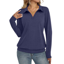 Damen-Poloshirt, langärmelig, Business-Casual, Kragen