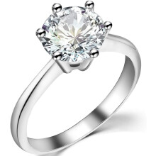 Bague solitaire en acier inoxydable et zircon cubique de 1 Ă 4 carats