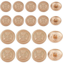 80Pcs Metal Blazer Buttons – Crown Badge, Brass Flat Round (15mm/20mm), Antique Matte Rose Gold, Compatible with Suits, Coats, Uniforms & Jackets