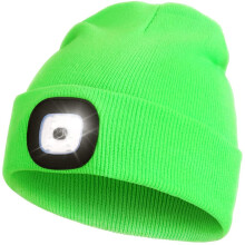 Beanie with Light for Kids, USB Rechargeable Hands Free LED Headlamp Cap Winter Knitted Night Lighted Hat