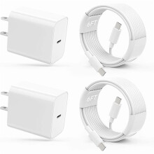 Fast Charging USB-C Charger Block + 2x 6FT Cables, Compatible with iPhone 16/15, iPad Pro, AirPods, Samsung