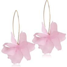 Flower Hoop Statement Earrings, Oversized Boho Floral Petal Drop Earrings for Women Dangling