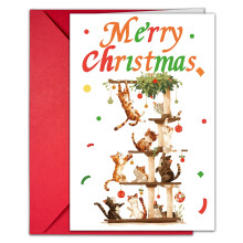 10 Pcs Cartoon Christmas Greeting Card With Envelopes Set, Creative Christmas Greeting Cards Holiday Gifts For Family And Friend