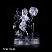 Crystal Puzzle LED Light,12 Zodiac Jigsaw Puzzle,Clear Plastic 3D Brain Teaser,Colorful Illuminated Decoration,Gift for Teens and Adults