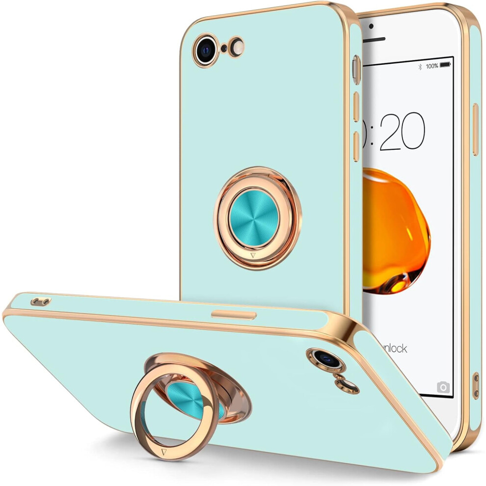 Iphone Se (2020/2022), 7, 8 Case Â Rose Plated Magnetic Kickstand & Ring Holder, Mint Shockproof Tpu Bumper Gold 9027700538528