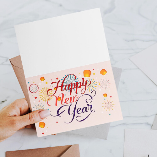 New Year Greeting Cards Assorted Colors 1 Set