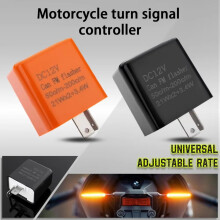 2pcs Motorcycle LED Flasher Relay, Adjustable, Fixes Hyper Flash, 2-Pin Electronic Indicator Relay for Motorbike, Black