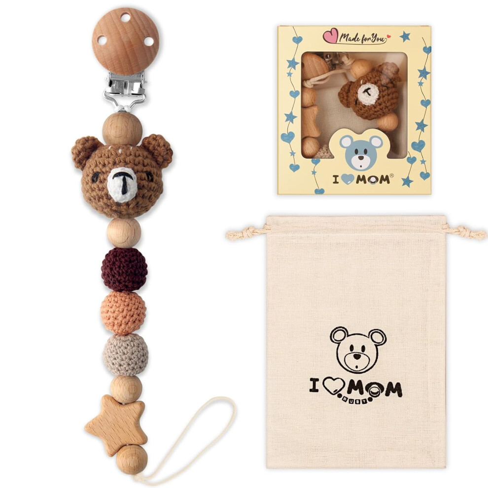 Cute Animal Pacifier Holder Clip for Boys and Girls, Most Pacifiers, Baby Teethers, Baby Shower and Baby Essentials