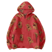 Women's Sherpa Hoodie Bear Plush Fleece Sweatshirt