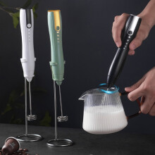 USB Rechargeable 3-Speed Electric Milk Frother for Coffee, Lattes, Cappuccinos, Hot Chocolate – Portable Stainless Steel Foam Maker with Stand