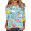 Women's Easter Bunny Graphic 3/4 Sleeve Top S-3XL 1