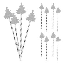 25Pcs Assorted Color Christmas Tree Paper Straws for Festive Drinking