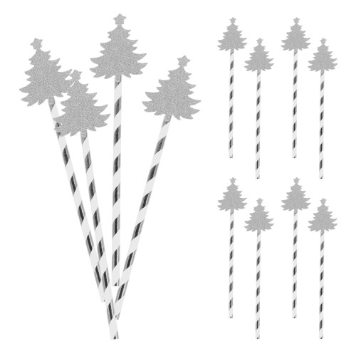 25Pcs Assorted Color Christmas Tree Paper Straws for Festive Drinking