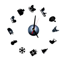 1Pc Modern Christmas Acrylic Wall Clock Silent DIY Home Hanging