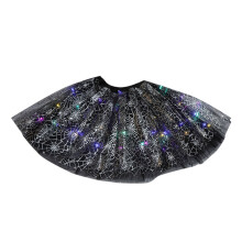 AWZXDE Kids Girls Halloween LED Sequin Skirt Light Up Design Tutu For Dancing Ballet Fancy Party Skirt With Bright Lights Silver