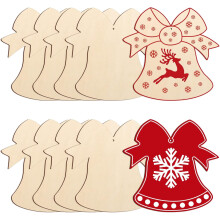 Große 7-Zoll-Weihnachtsornamente aus Holz zum Bemalen, 10 Stück, unbemalte, glockenförmige Holzornamente zum Basteln und Aufhängen