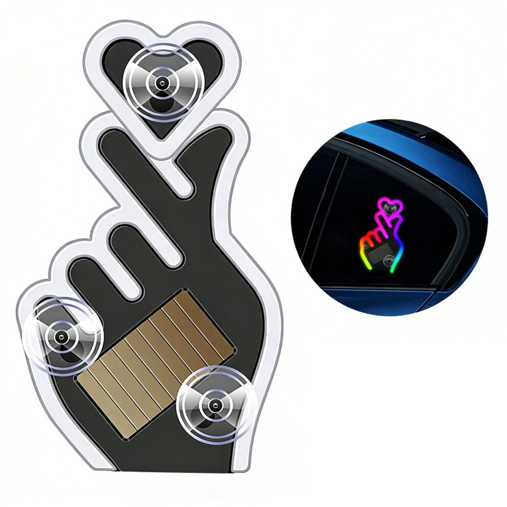 Solar-Powered Finger Heart Car Window Wireless Led Neon Heart With Suction Cup Â Romantic Decor For Rear/Side Windows, Valentine Gift, Light 9353595595118