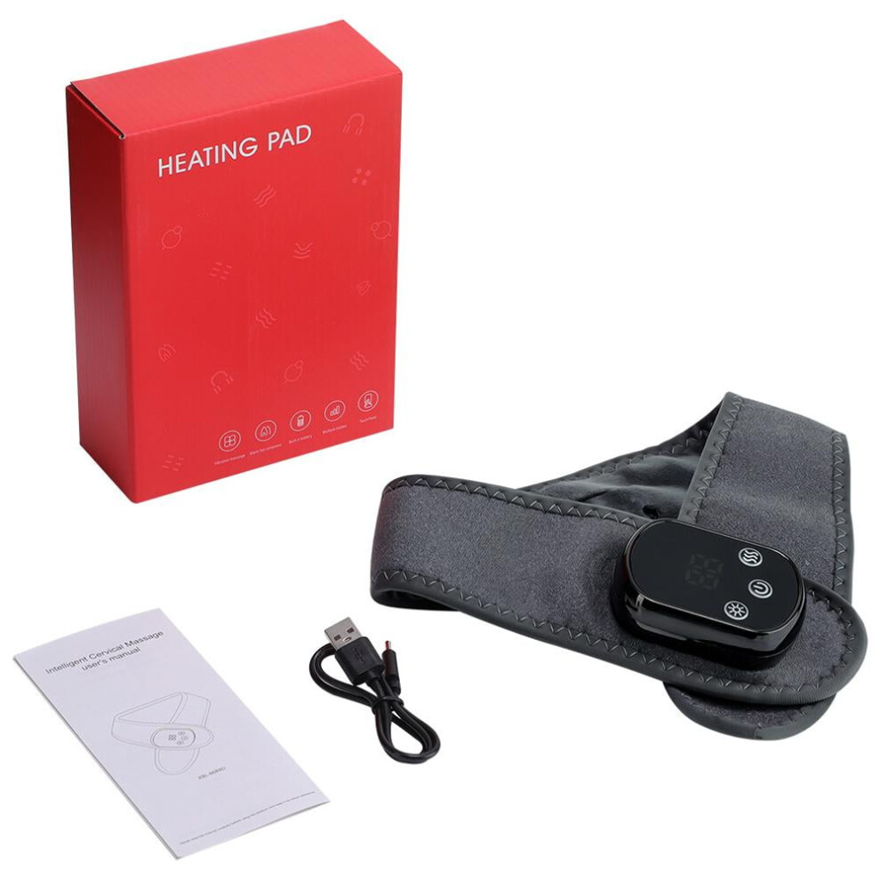 Gray Rechargeable Wireless Neck Heating Pad & Vibration Massage Wrap Portable Heated Neck & Shoulder Relief