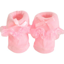 1 Pair Baby Girls Princess Lace Bowknot Ruffle Kids Cotton Socks for 0-6 Month Baby, Pink
