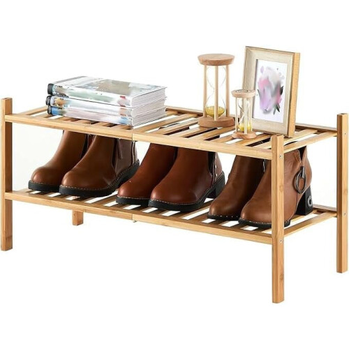 2-Tier Shoe Rack for Entryway, Stackable | Heavy Duty | Multi-Function, Free Standing Shoe Racks for Bedroom Hallway Closet
