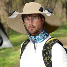 Solar Charging Detachable USB Fan Hat – Large Brim, 3-Fan, for Men & Women, Hiking/Fishing/Tennis