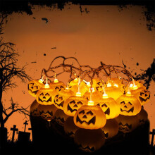 Halloween 10ft Pumpkin Light String Battery Operated 20 LED Orange Lights for Indoor Outdoor Party Decorations