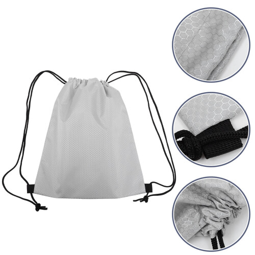 Grey drawstring sports backpack for gym and travel