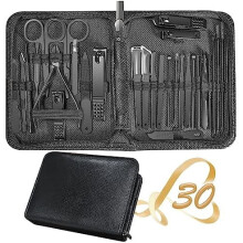 30-in-1 Manicure Set with Fingernail & Toenail Clippers, Pedicure Tools, Travel Kit (A-Black)