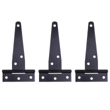 2 bisagras de hierro en forma de T, negras, resistentes, de 3 pulgadas, con 6 orificios para tornillos, para puertas.