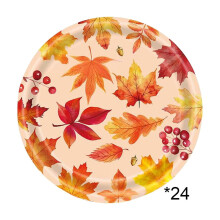24 Stück Pappteller mit Ahornblattmotiv für den Herbst