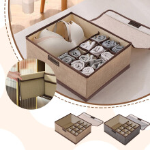 13-Compartment Fabric Underwear and Sock Storage Box, Drawer Organizer for Home, Dorm, and Wardrobe,Gray