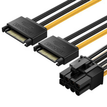 Napájecí kabel 15pinový až 8pinový pro grafickou kartu, napájecí adaptér, PVC povlak, bezpečný a stabilní výkon