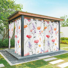 Rustic Spring Outdoor Curtains, Waterproof Pink Floral Grommet Drape for Patio, Porch, Gazebo, Garden, Pergola – 54x84in, 1 Panel