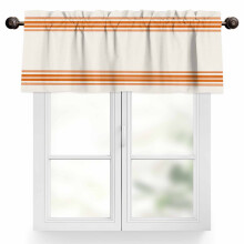 Landelijke oranje valletjes 42x18 inch, gestreepte gordijnen met tunnelzoom voor keuken en woonkamer, lichtdoorlatend, 1 paneel