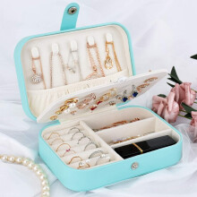 Estojo Organizador de Joias para Viagem, Caixa para Guardar Colares, Brincos, Anéis e Pulseiras (Caixa Azul)