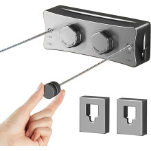 Varal retrátil para uso interno/externo, 5 metros, em aço inoxidável, com duas linhas, para pendurar na parede, ideal para varandas e pátios
