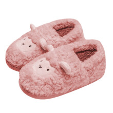 Chaussons d'hiver confortables en peau de mouton, à enfiler à l'intérieur ou à l'extérieur, sans semelle ni talon, doublés de polaire chaude.