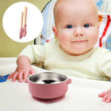 Set di posate per neonati, ciotole in silicone alimentare, rivestimento interno in acciaio inossidabile, accessori essenziali per la pappa dei